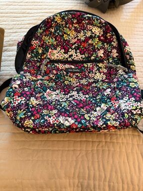 Vera Bradley Quilted Floral Backpack - Black Multi